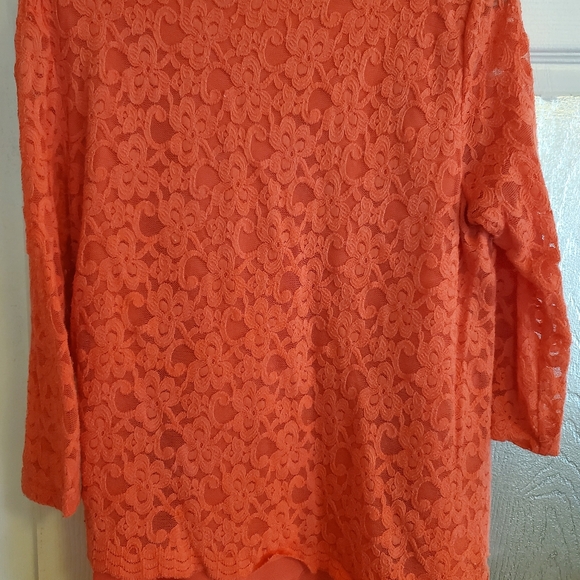 FLAMINGO PINK LACE TOP MED..not Orange - Picture 5 of 7